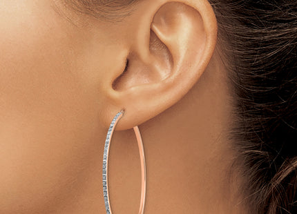 14k Rose Gold Diamond Fascination Round Hinged Hoop Earrings, 52 x 52mm