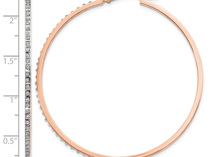 14k Rose Gold Diamond Fascination Round Hinged Hoop Earrings, 52 x 52mm