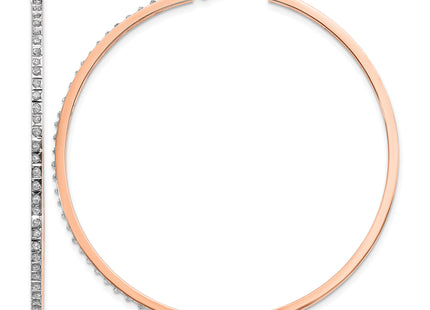 14k Rose Gold Diamond Fascination Round Hinged Hoop Earrings, 52 x 52mm