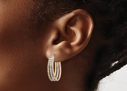 14k Tri-Color Earrings Style DF287 - Classique Jewelry Inc.