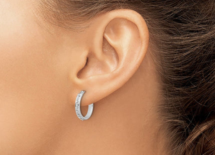 14K White Gold Diamond Fascination Polished Hoop Earrings (Style DF346)