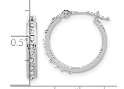 14K White Gold Diamond Fascination Polished Hoop Earrings (Style DF346)