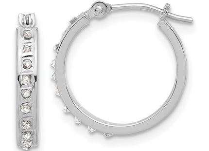 14K White Gold Diamond Fascination Polished Hoop Earrings (Style DF346)