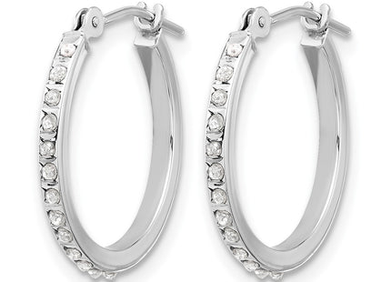 14K white gold diamond hoop earrings, alternate view