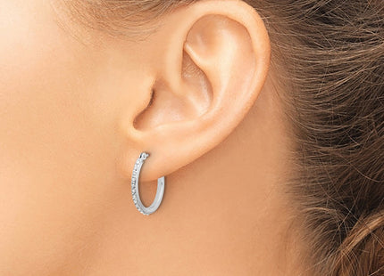 14K white gold diamond hoop earrings, another view