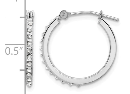 14K white gold diamond hoop earrings, further view