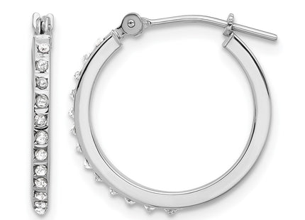 14K white gold diamond hoop earrings