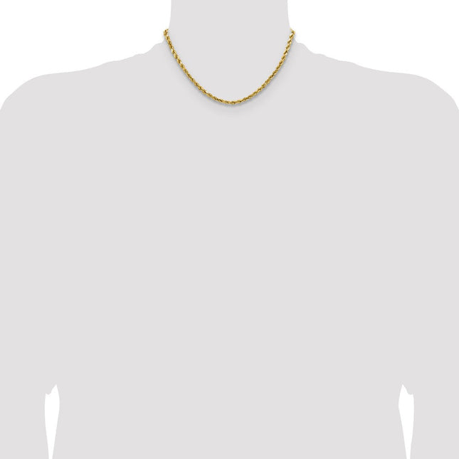 14K Semi Solid Diamond-cut Rope with Lobster Clasp Chain, 16 x 4mm