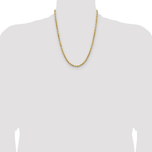 14K Semi Solid Diamond-cut Rope with Lobster Clasp Chain (Style DH030-22)