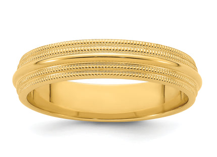 14k Yellow Gold Double Milgrain Comfort Fit Wedding Band