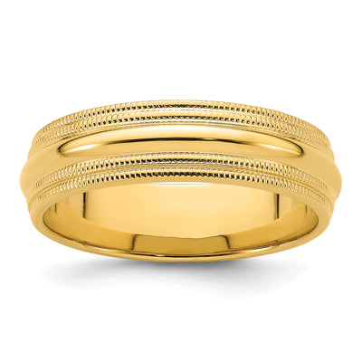 14K Yellow Gold Double Milgrain Comfort Fit Wedding Band