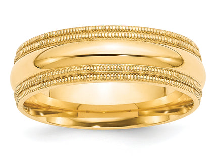 14k Yellow Gold Double Milgrain Comfort Fit Wedding Band