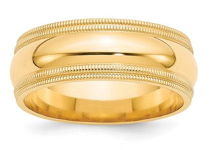 14k Yellow Gold Double Milgrain Comfort Fit Wedding Band