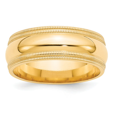 14K Yellow Gold Double Milgrain Comfort Fit Wedding Band