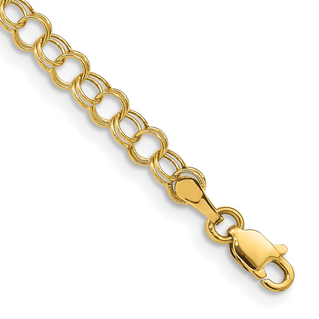 14k Hollow Double Link 5. Childs Charm Bracelet, 5.5 x 4mm
