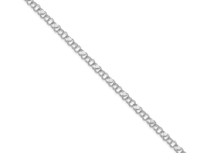 14k White Gold Solid Double Link with Hearts Charm Bracelet (Style DO499W-7)
