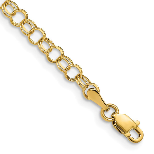 14k Solid Double Link 5. Childs Charm Bracelet, 5.5 x 4mm