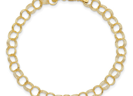 14k Solid Triple Link Charm Bracelet (Style DO530-7)