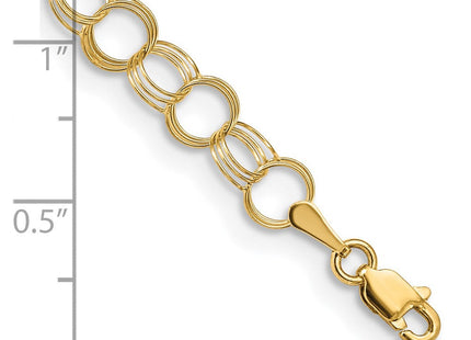 14k Solid Triple Link Charm Bracelet (Style DO530-7)