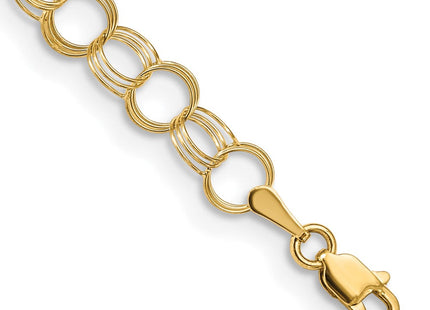 14k Solid Triple Link Charm Bracelet (Style DO530-7)