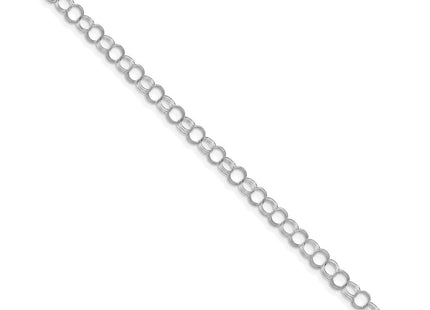 14k White Gold Solid Triple Link Charm Bracelet (Style DO530W-7)