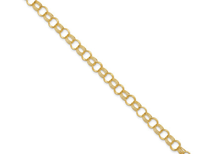 14k Solid Triple Link Charm Bracelet (Style DO531-7)