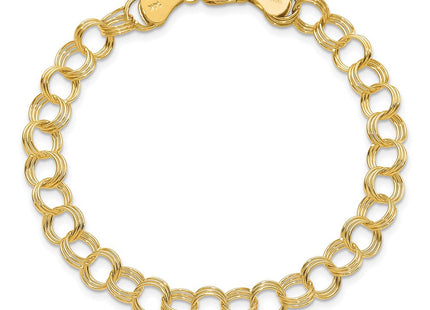 14k Solid Triple Link Charm Bracelet (Style DO531-7)