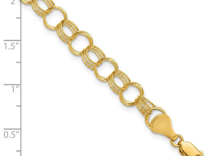 14k Solid Triple Link Charm Bracelet (Style DO531-7)