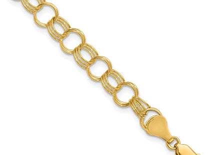 14k Solid Triple Link Charm Bracelet (Style DO531-7)