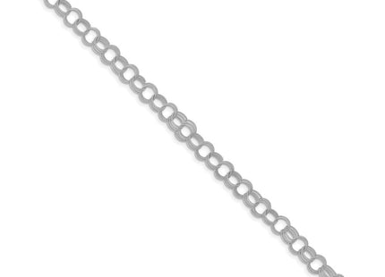 14k White Gold Solid Textured Triple Link Charm Bracelet (Style DO536W-7)