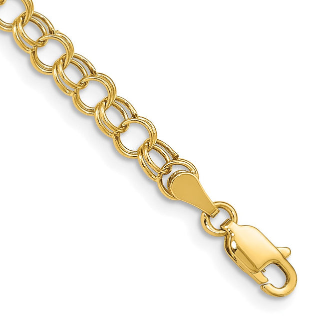 14k Hollow Double Link 5. Childs Charm Bracelet, 8 x 5mm