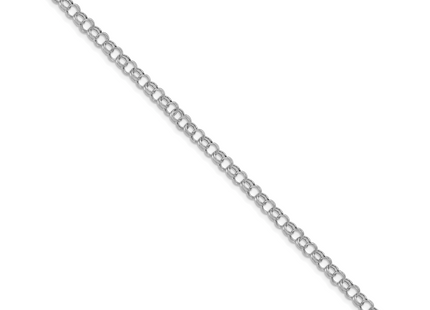 14k White Gold Hollow Double Link Charm Bracelet, 7 x 5mm