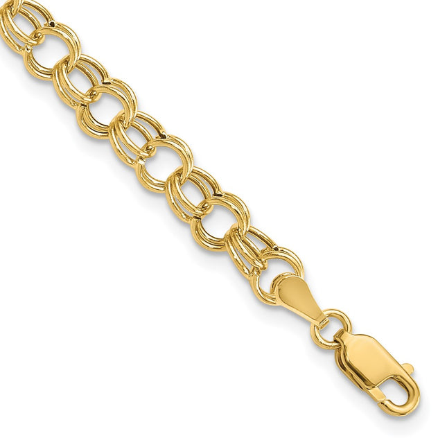 14k Hollow Double Link Childs Charm Bracelet