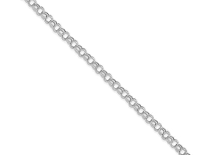 14k White Gold Hollow Double Link Charm Bracelet (Style DO541W-7)