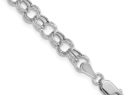 14k White Gold Hollow Double Link Charm Bracelet (Style DO541W-7)