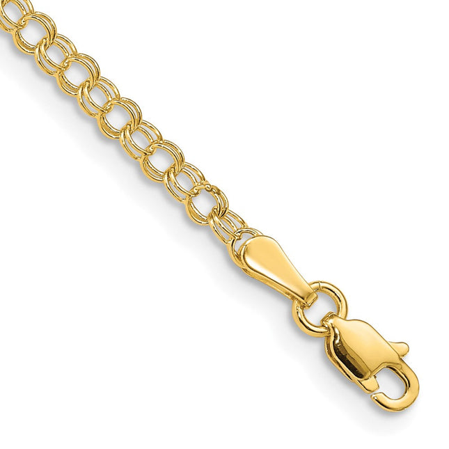 14k Solid Double Link 5. Childs Charm Bracelet, 5.5 x 3mm