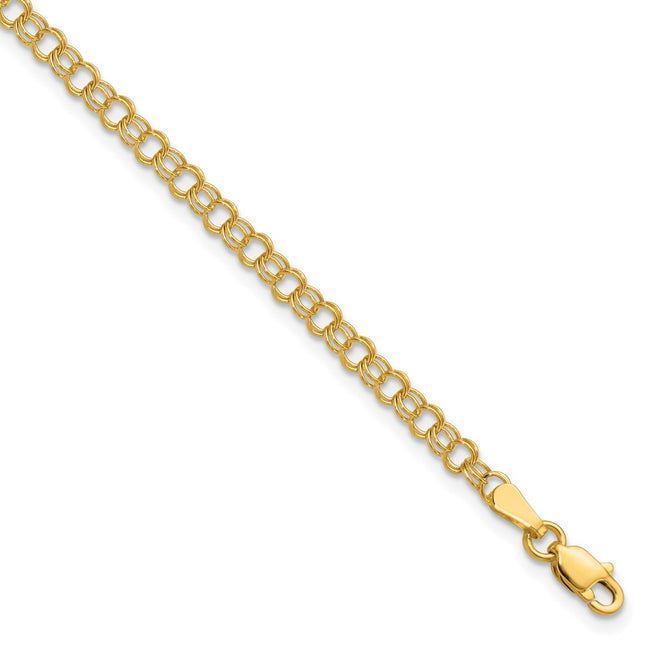 14k Solid Double Link 5. Childs Charm Bracelet, 5.5 x 3.5mm