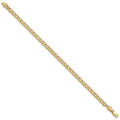 14K Diamond-cut Solid Heavy Double Link Charm Bracelet, 7 x 3.75mm
