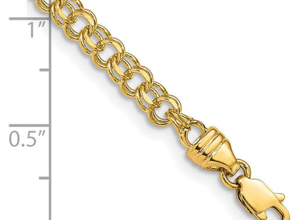14k Diamond-cut Solid Heavy Double Link Charm Bracelet (Style DOH15-7)