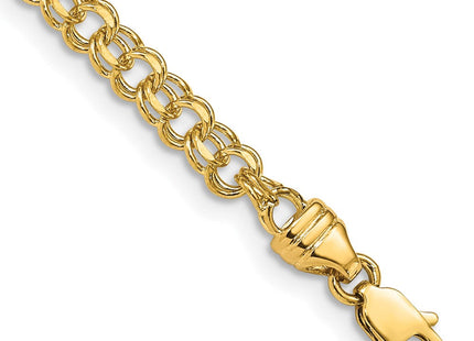 14k Diamond-cut Solid Heavy Double Link Charm Bracelet (Style DOH15-7)