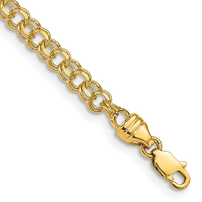 14k Diamond-cut Solid Heavy Double Link Charm Bracelet, 7 x 3.75mm