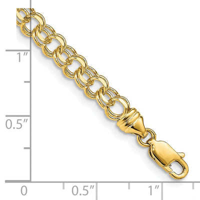 14K Diamond-cut Solid Heavy Double Link Charm Bracelet, 7 x 4.75mm