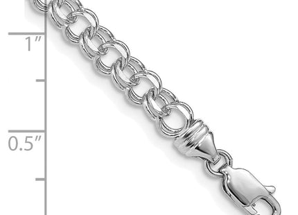 14k White Gold Diamond-cut Solid Heavy Double Link Charm Bracelet (Style DOH16W-7)