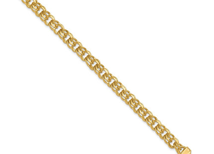 14k Diamond-cut Solid Heavy Double Link Charm Bracelet (Style DOH19-7)