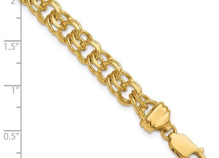 14k Diamond-cut Solid Heavy Double Link Charm Bracelet (Style DOH19-7)