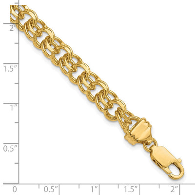 14K Diamond-cut Solid Heavy Double Link Charm Bracelet, 7 x 7.5mm