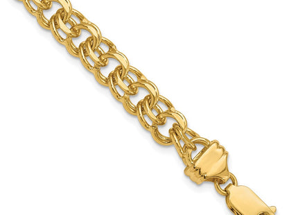 14k Diamond-cut Solid Heavy Double Link Charm Bracelet (Style DOH19-7)