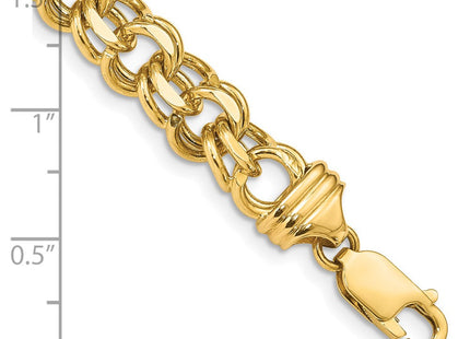 14k Diamond-cut Solid Heavy Double Link Charm Bracelet (Style DOH20-7)