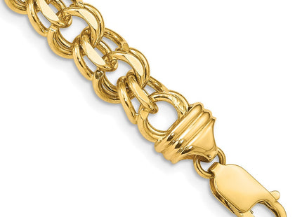 14k Diamond-cut Solid Heavy Double Link Charm Bracelet (Style DOH20-7)