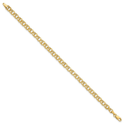 14K Hollow Diamond-cut Double Link Childs Charm Bracelet